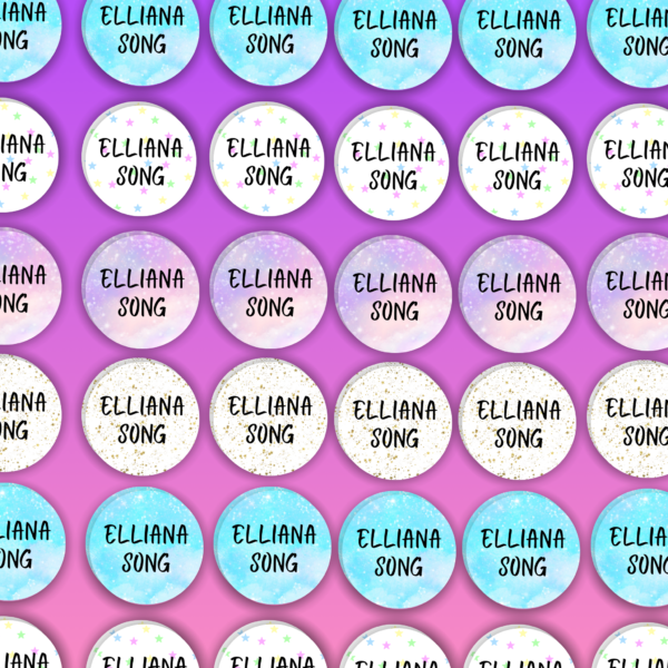 Round Pastel Pattern Name Labels