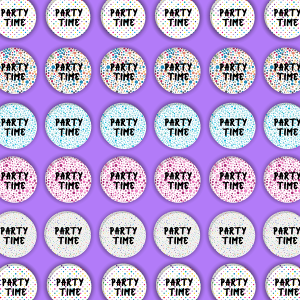 Round Party Time Name Labels