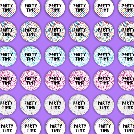 Round Party Time Name Labels