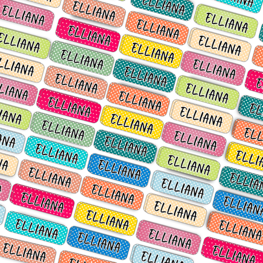 Multi Polka Dot Name Label