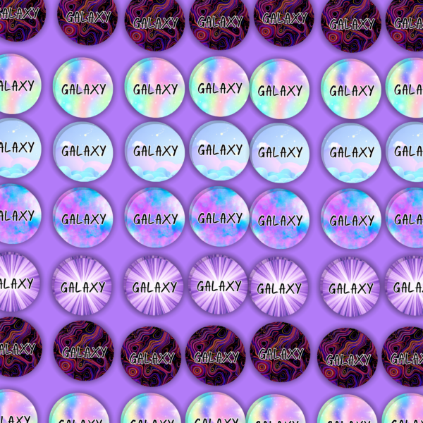 Round Glitter Galaxy Name Labels