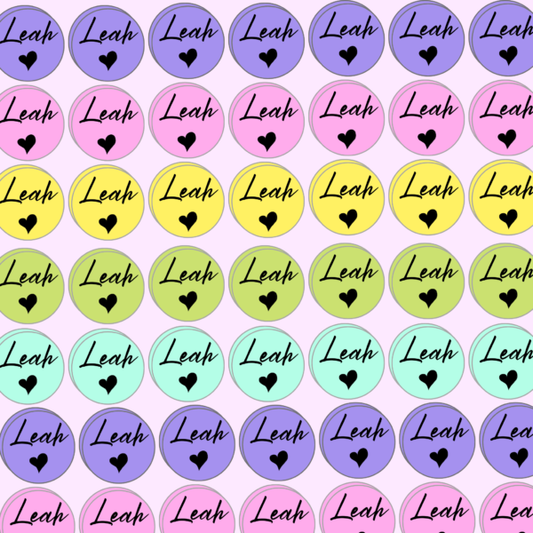 Round Leah Love Name Labels