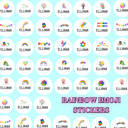 Round Rainbow Emoji Name Labels