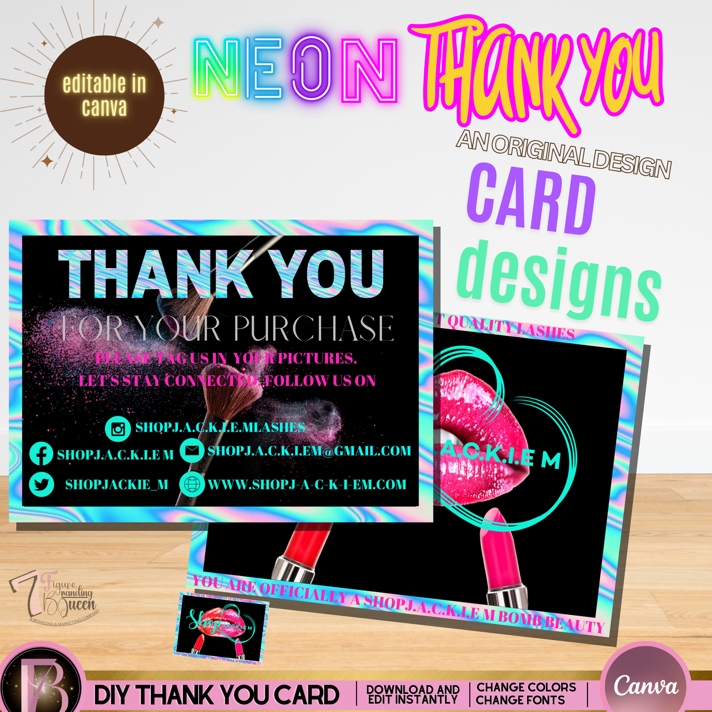 Neon Thank You Card