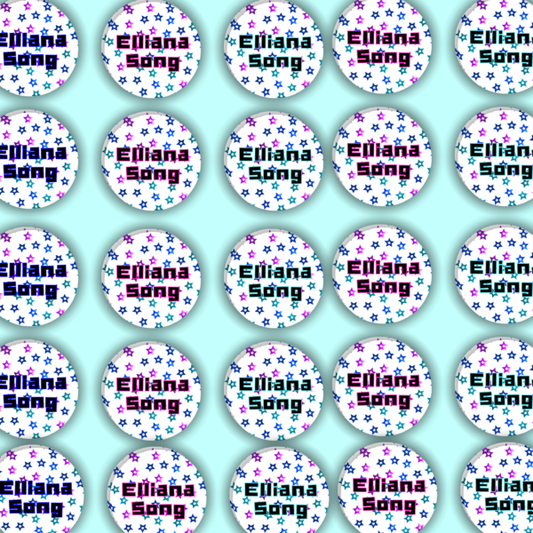 Round Glitter Twinkle Stars Name Label