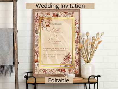 Editable Boho Wedding Invitation Bundle