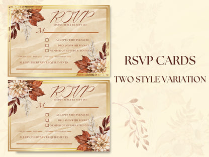 Editable Boho Wedding Invitation Bundle