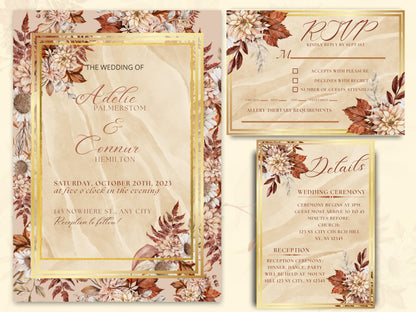 Editable Boho Wedding Invitation Bundle