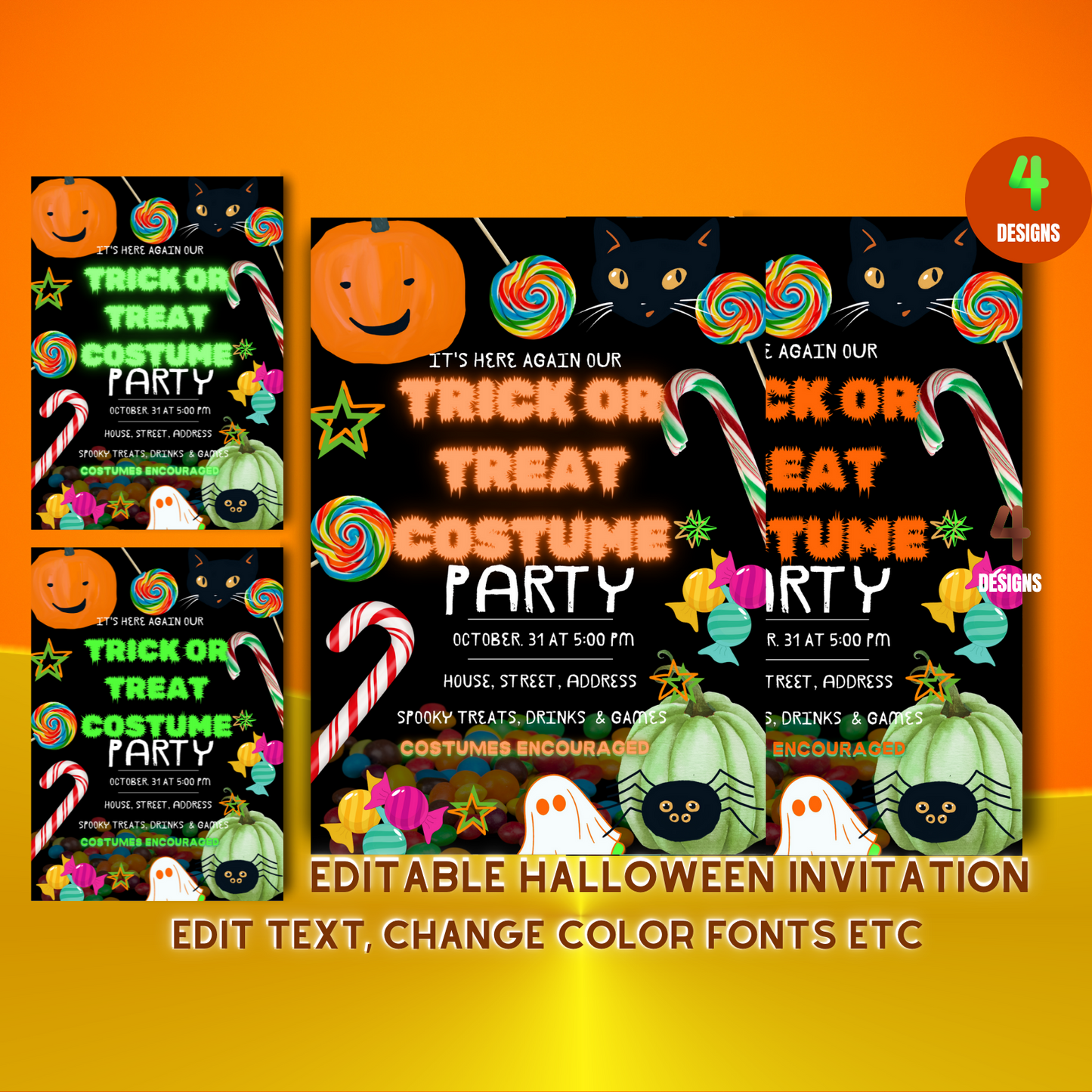 Trick or Treat Halloween Invitation