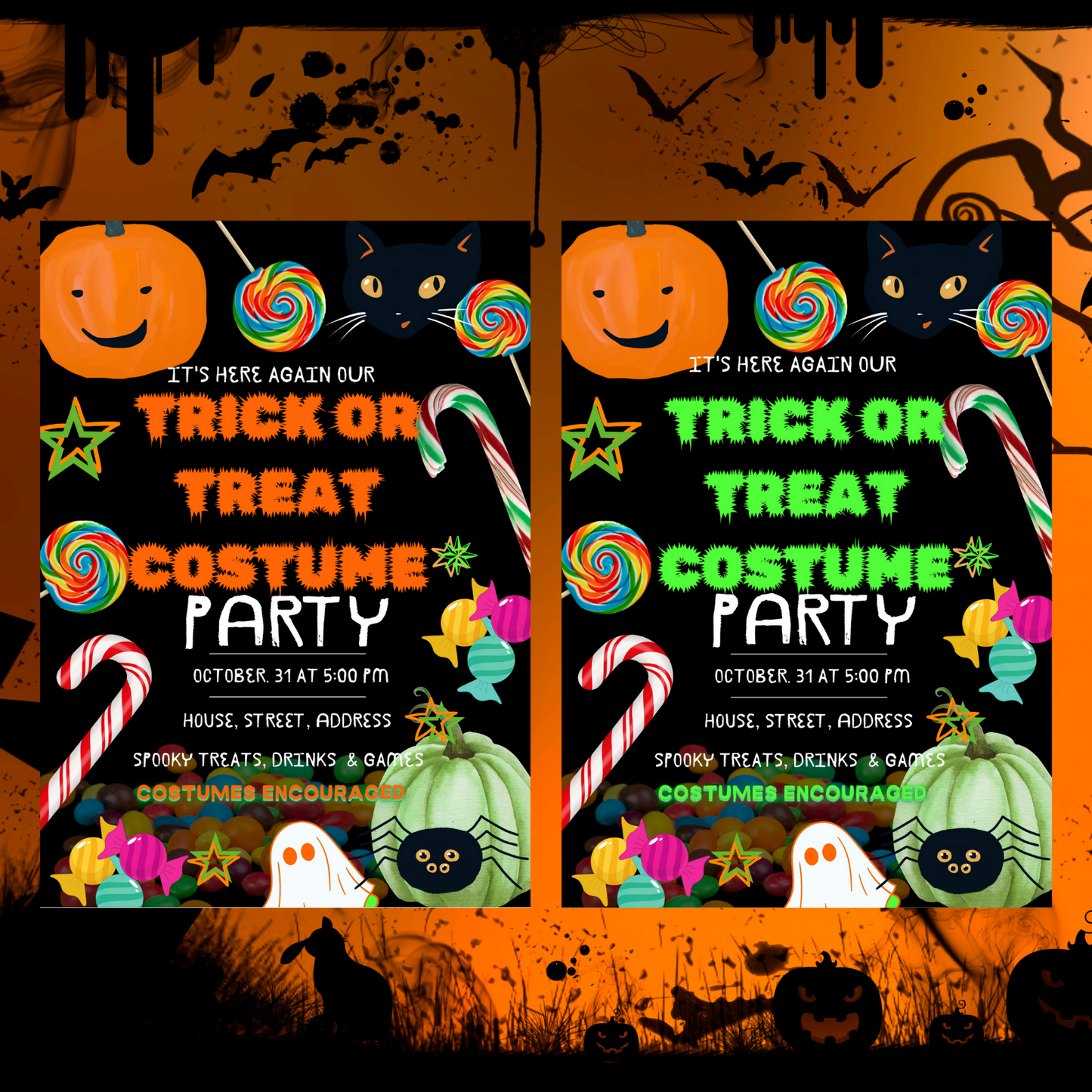 Trick or Treat Halloween Invitation