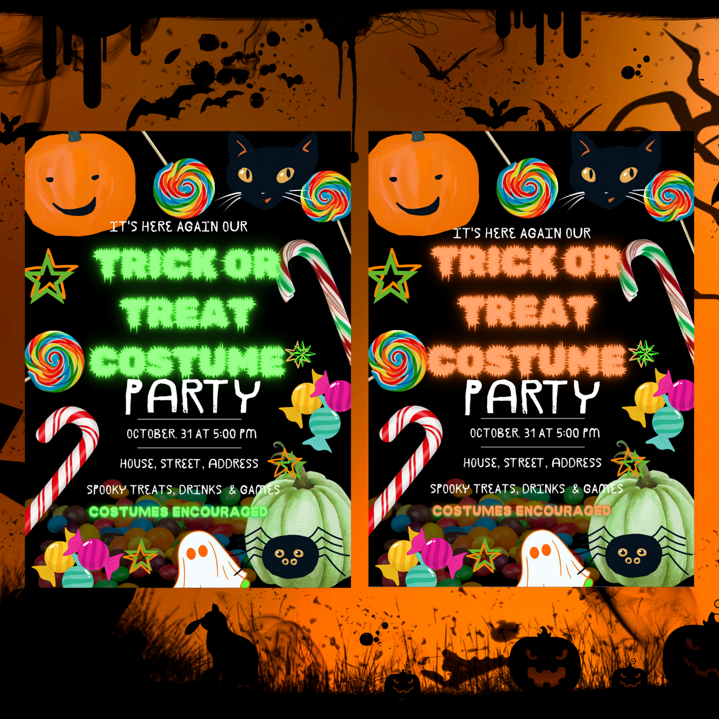 Trick or Treat Halloween Invitation